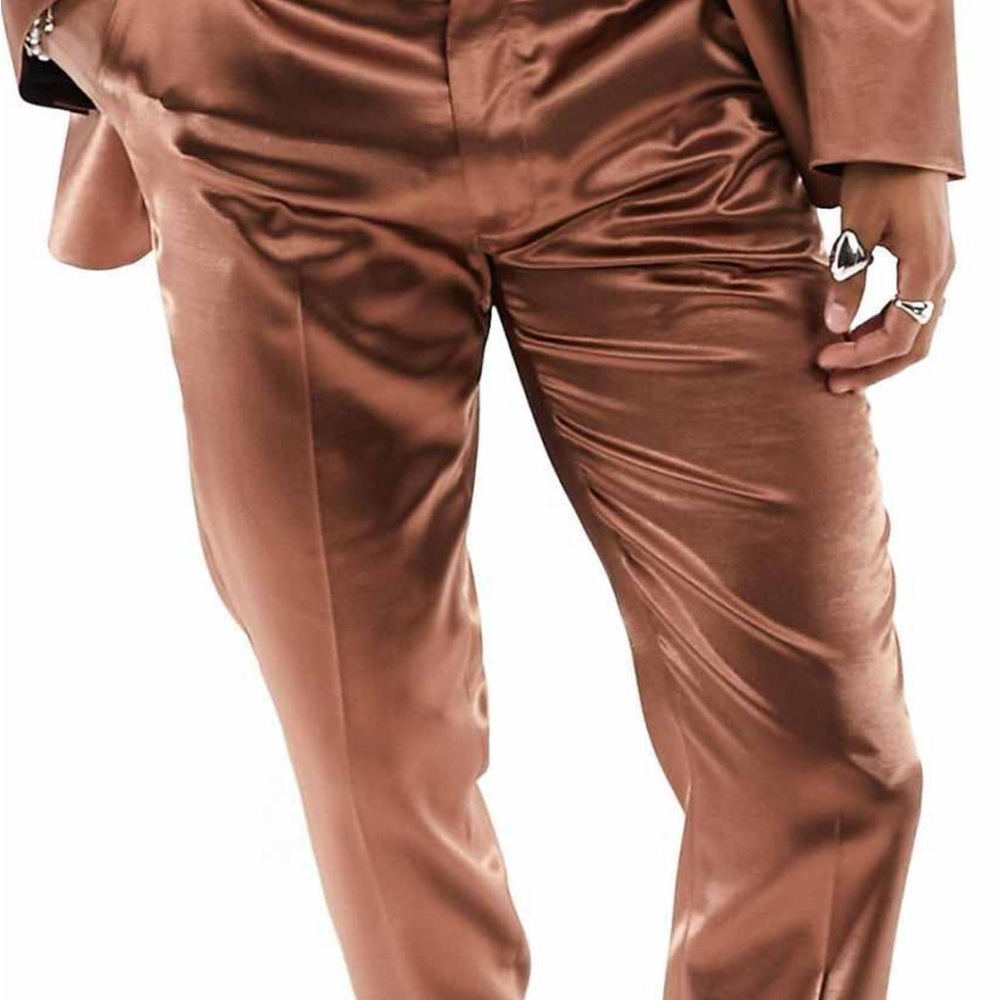 Sleek Satin Bronze Suit & Pants